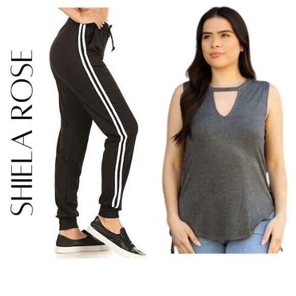 SHIELA ROSE Track Pants/Joggers & Side Lace Tank Top, L, NWOT! - Picture 1 of 12